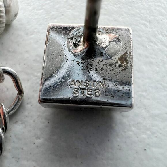 Anson Vintage Sterling Silver Square Lapel Tie Tack Pin - Picture 3 of 8